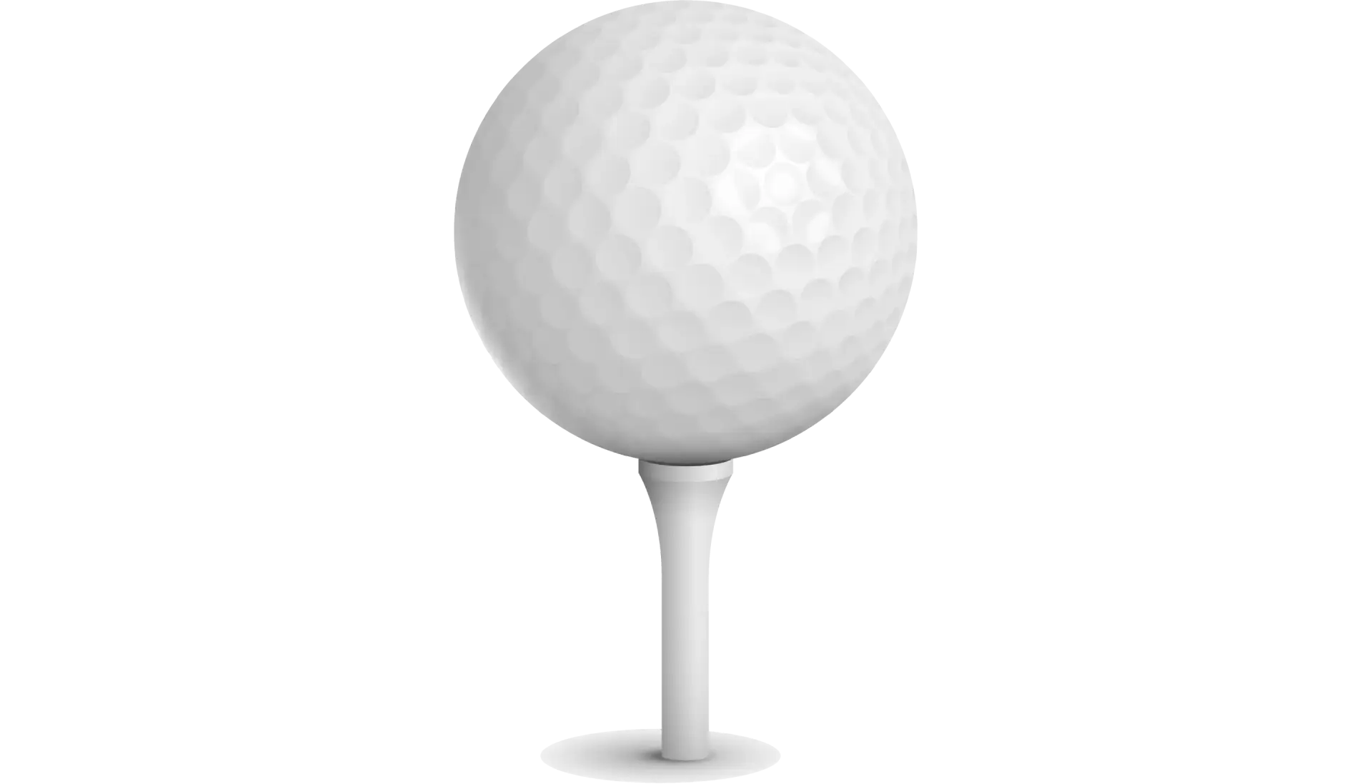 A white golf ball resting on a white tee, showcasing its dimpled texture